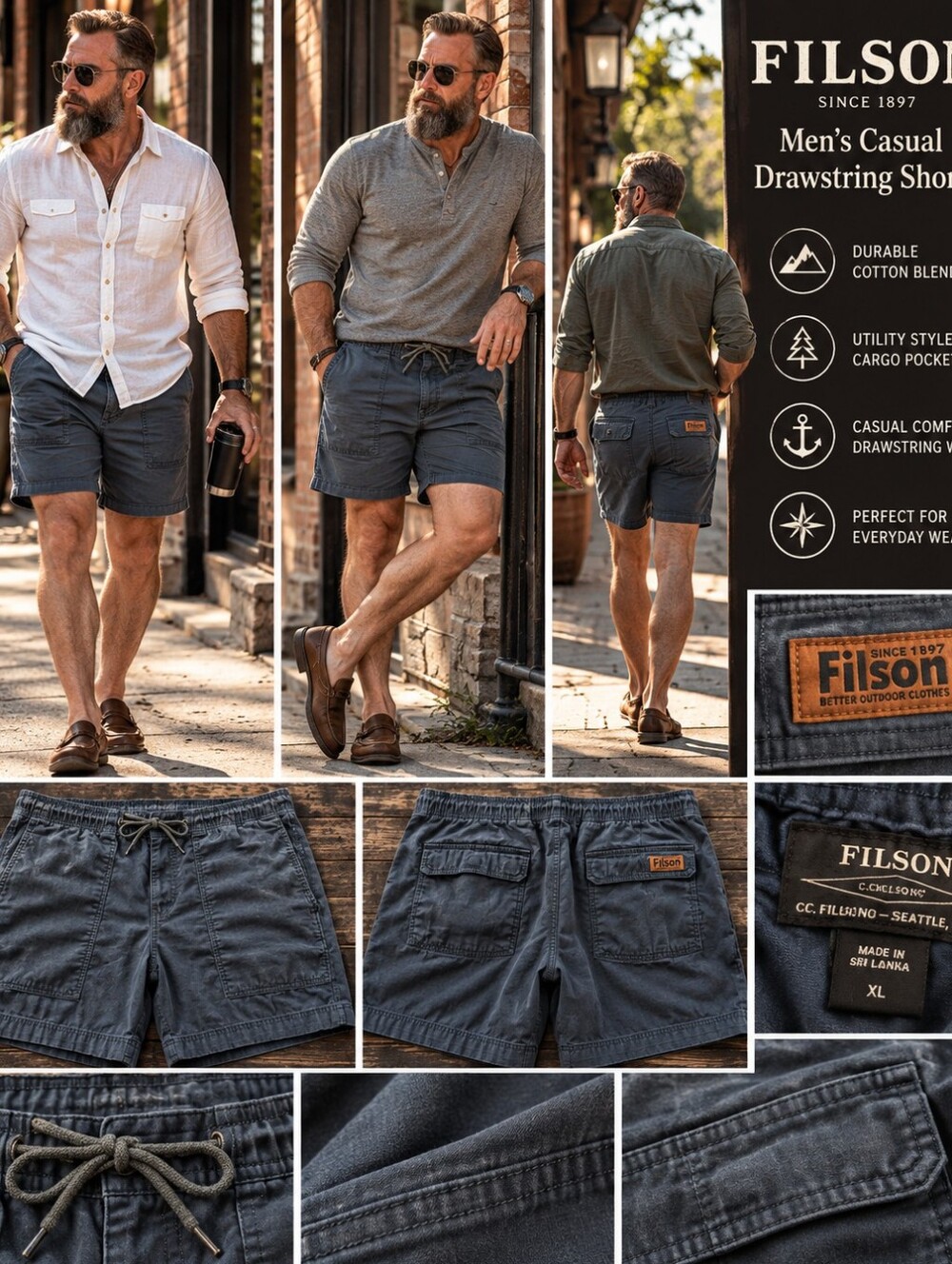 Men's Casual Drawstring Shorts - Charcoal